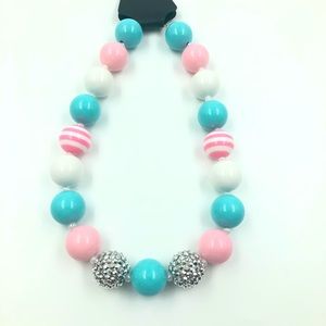 Girls Bubblegum fashion necklace - pink/blue/white